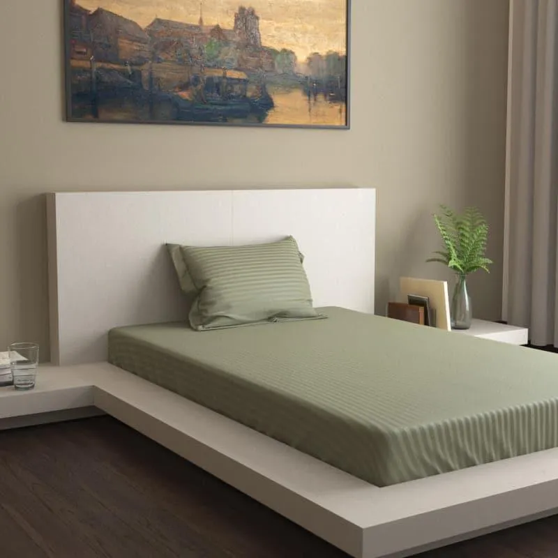 Lush Lavish Solid Cotton Bedsheet (Silver) - 400 TC media 5