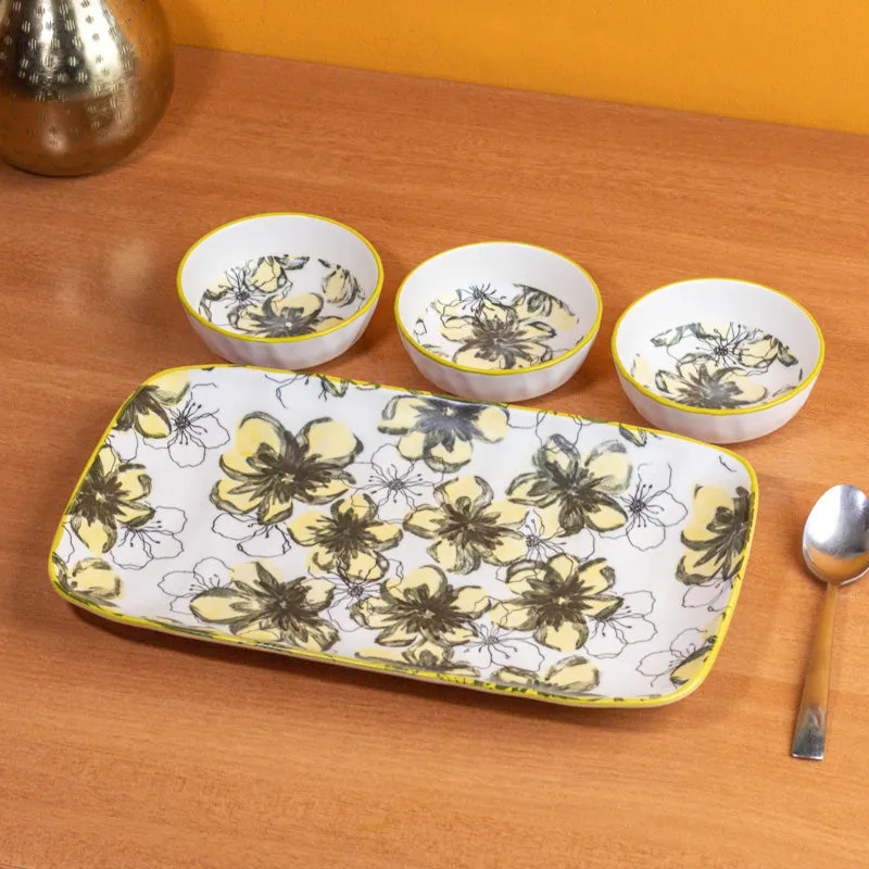 Aqua Leaf Porcelain Platter - Four Piece Set media 3