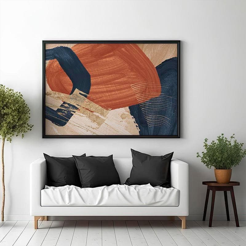 Clay Navy Canvas Wall Painting - Black Frame