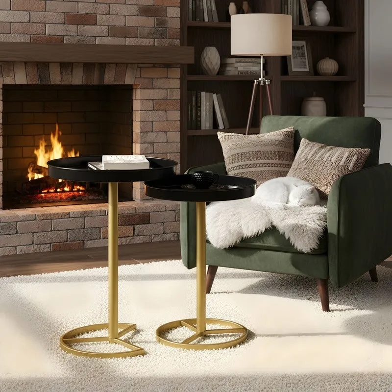 Zyro Nest Side Table (Black & Gold) - Set Of Two media 7