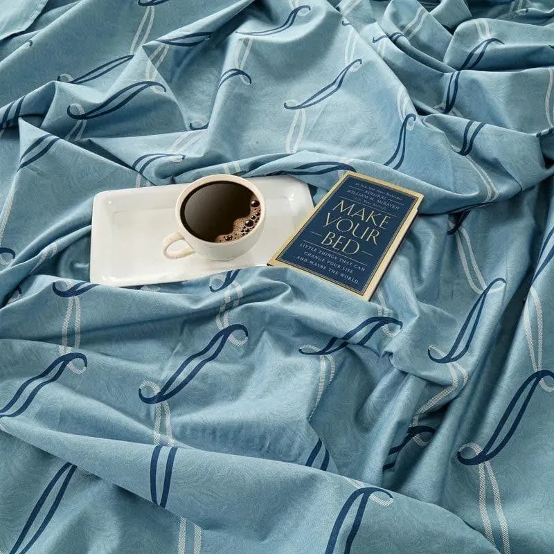 Swayam Laksha Leaf Cotton Bedsheet (Blue) - 250 TC media 4