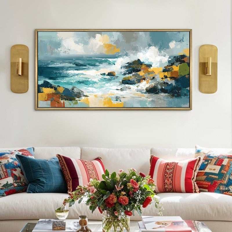 Rocky Horizon Canvas Wall Painting With Frame