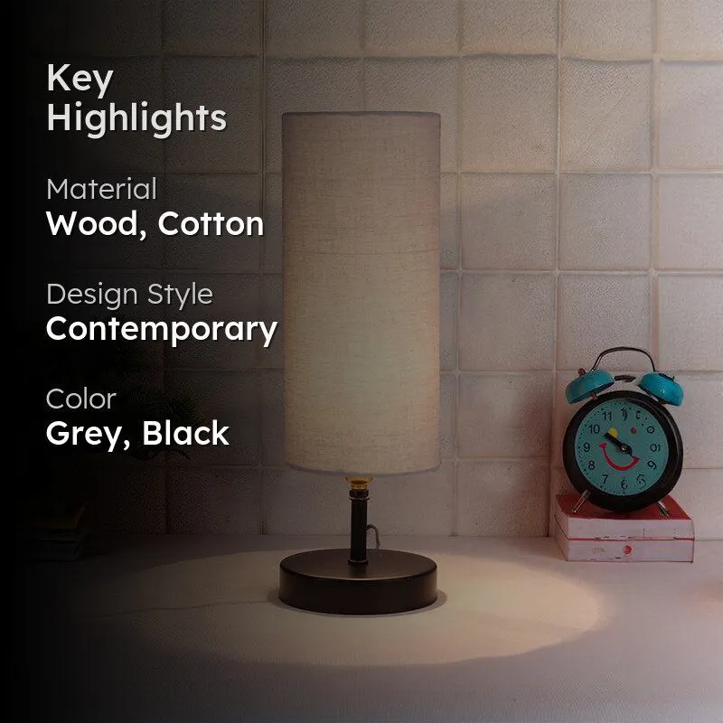 Hisha Metal Wooden Table Lamp - Grey,Black media 2