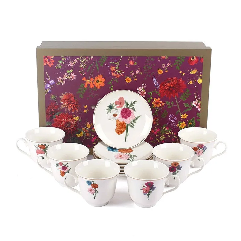 Eden 24k Gold Brushed Porcelain Tea Cup (300 mL Each) -  Twelve Piece Set media 6