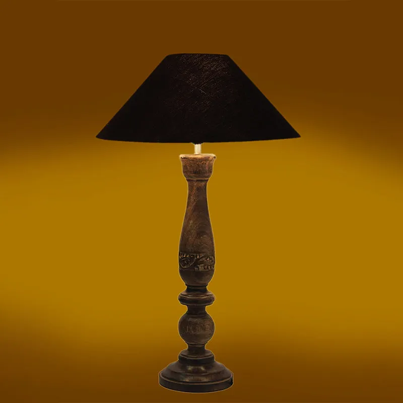 Nihara Wooden Fabric Table Lamp - Black,Brown media 3