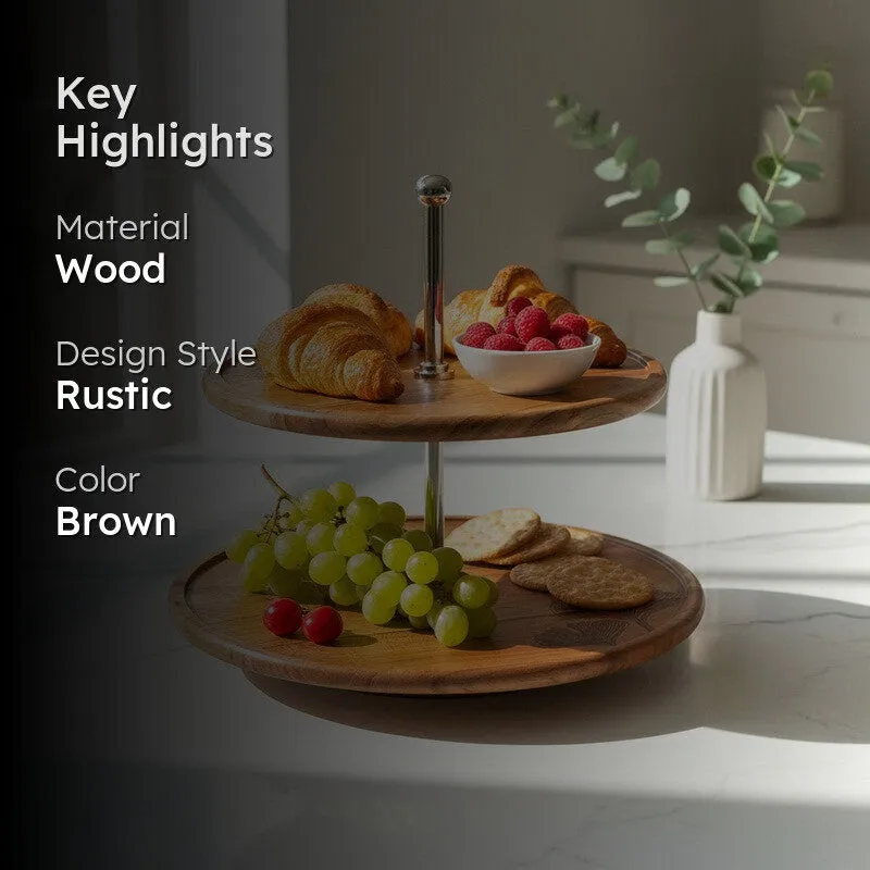 Ornate Pattern Print Wooden Two-Tier Cake Stand media 2