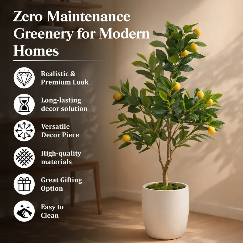 Lemon Aura Artificial Plant With Black Plastic Pot - 93 cm (3.1 ft) media 10