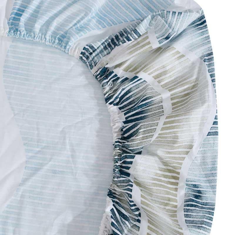 Zigzag Zest Fitted Cotton Bedsheet (Blue) - 400 TC media 5