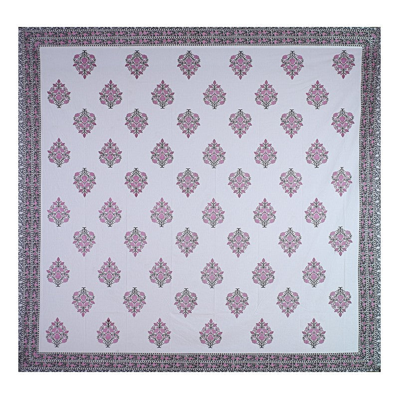 PetalRiwaaz Handblock Printed Cotton Bedsheet (Purple) - 400 TC media 7