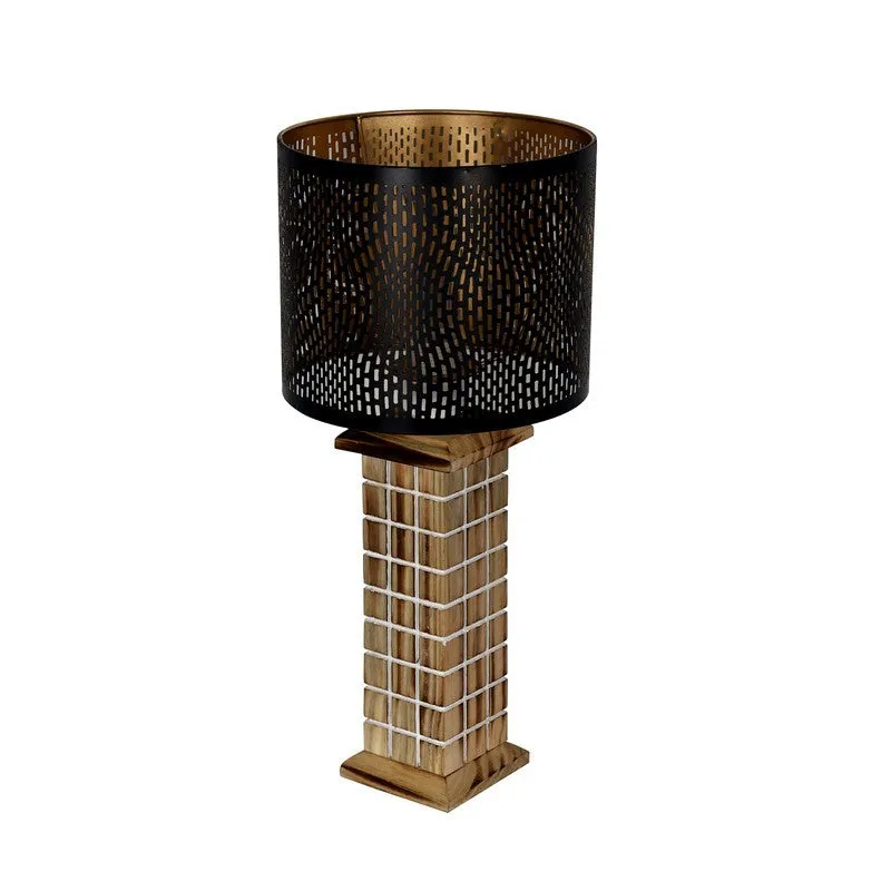 LumiAura Modern Wooden Table Lamp - Black,Brown media 4