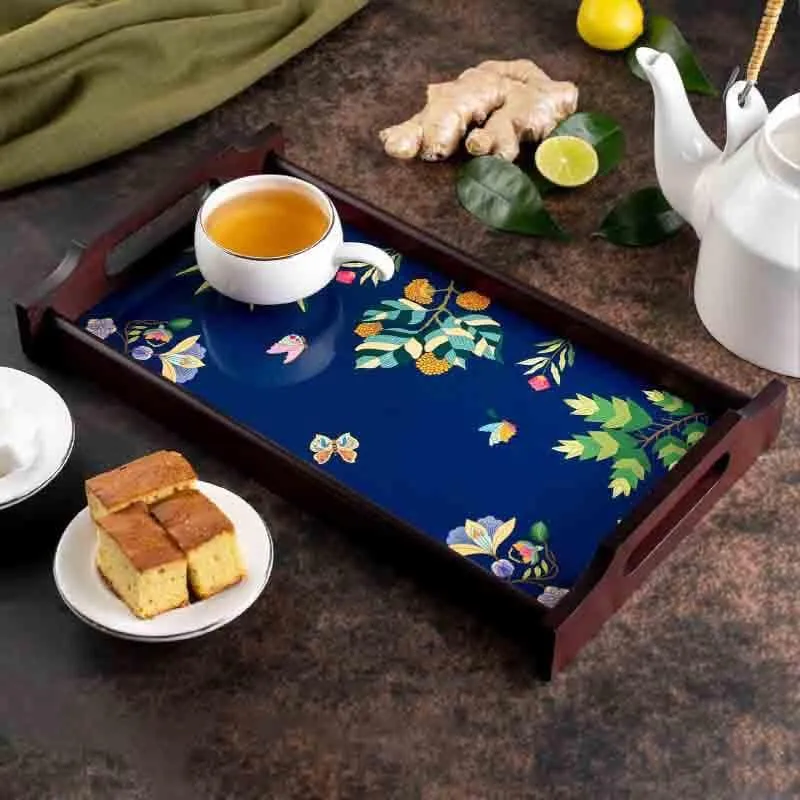 Vibrant Bliss Blue Wooden Tray media 1