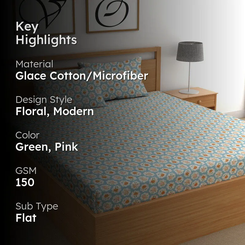 Belinda II Microfiber Microfiber Bedsheet (Sky Blue) - 150 GSM media 2