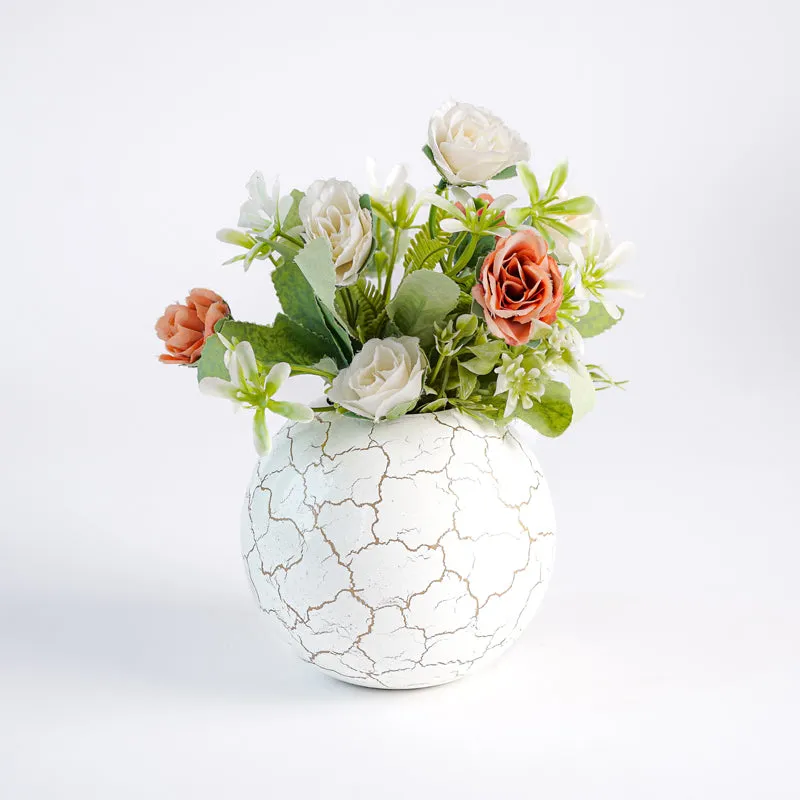 Manva Crackled Ball Vase (White) - Small media 4