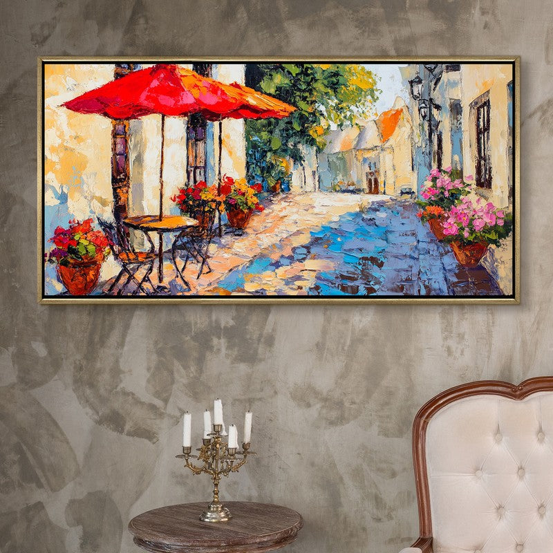Courtyard Canvas Wall Painting With Frame