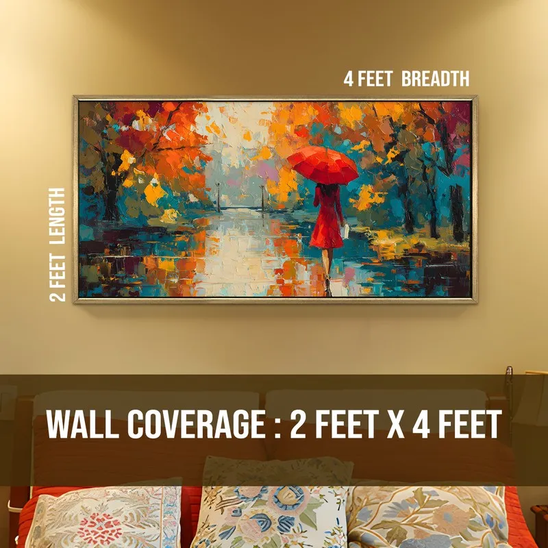 Rainlit Path Canvas Wall Painting With Frame media 8