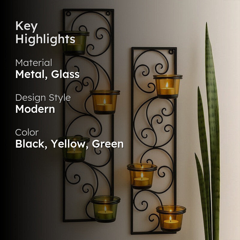 Twisted Luminaire Candle Holder (Green & Yellow) - Set Of Two media 2