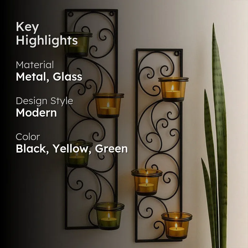 Twisted Luminaire Candle Holder (Green & Yellow) - Set Of Two media 2