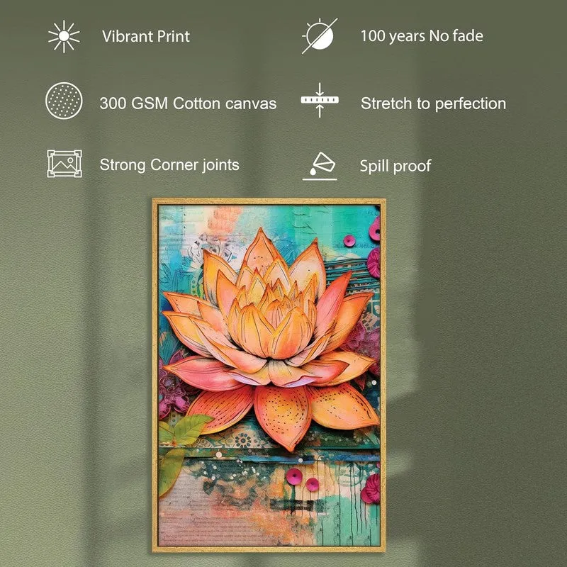 Sunset Lotus Wall Art With Frame media 7