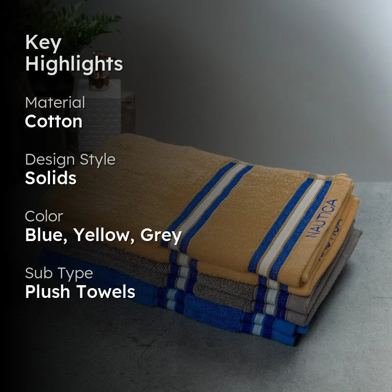 Nautica Dove Dual Down Cotton Hand Towel (Yellow,Blue & Grey) - Set Of Six media 2