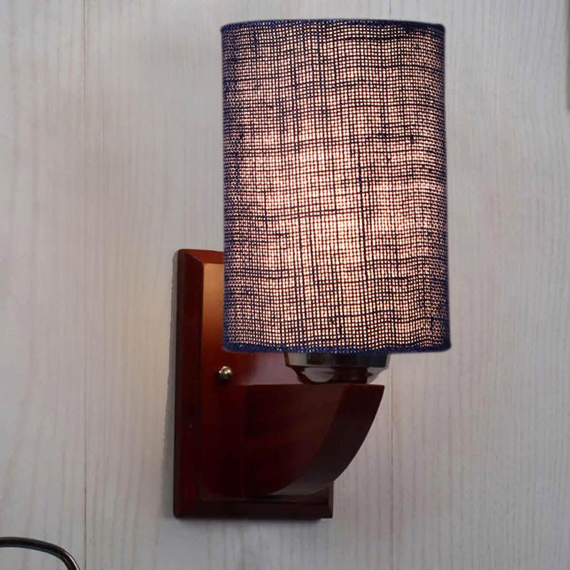 Sunburned Cylindrical Wooden Wall Lamp