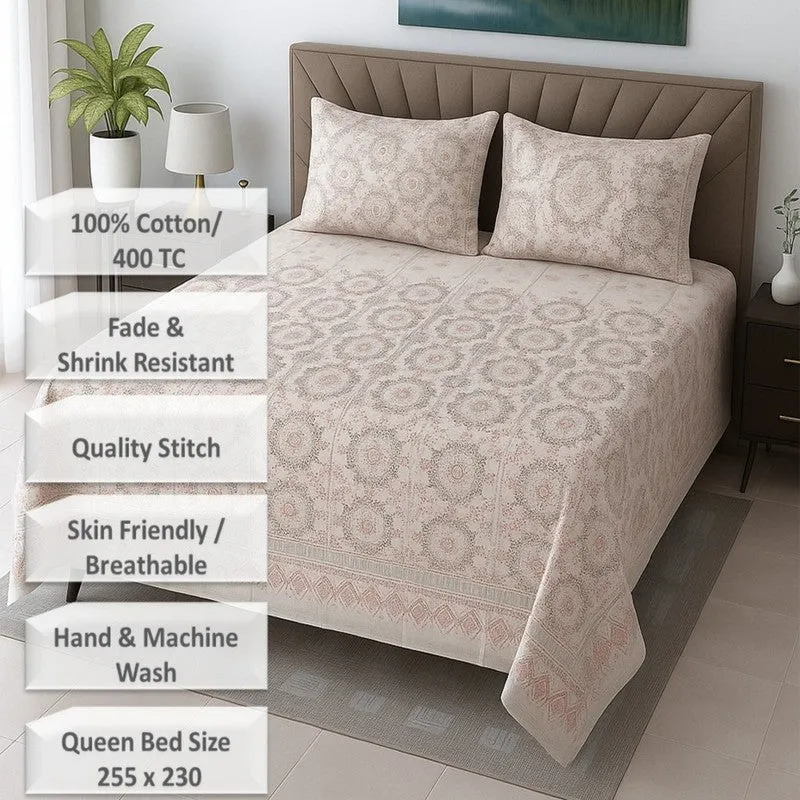 Nooraya Cotton Bedsheets (Beige) - 400 TC media 8