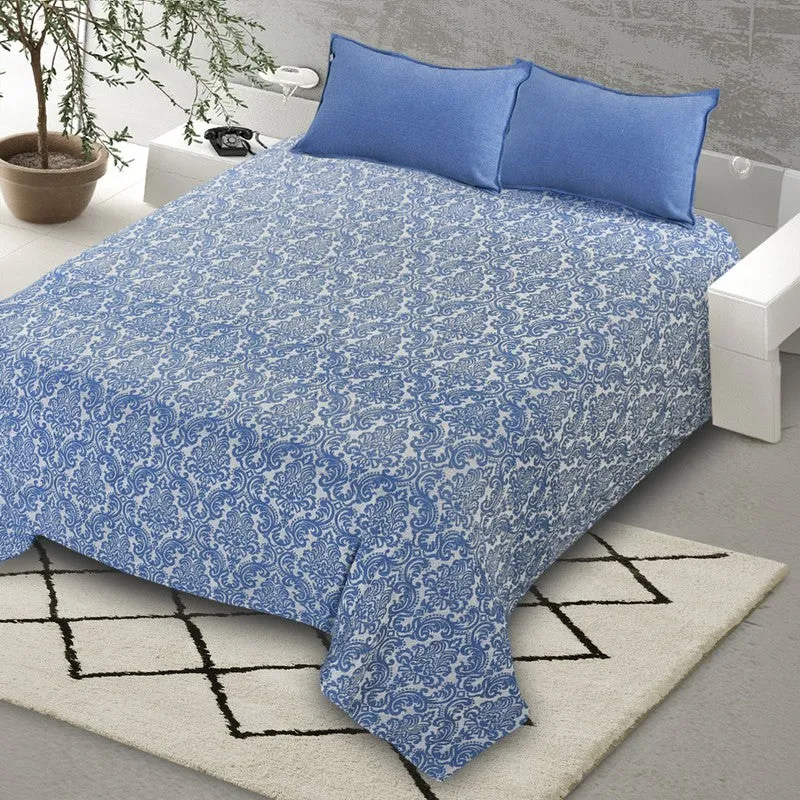 Artisan Hue Cotton Bedsheet (Blue) - 220 TC media 4