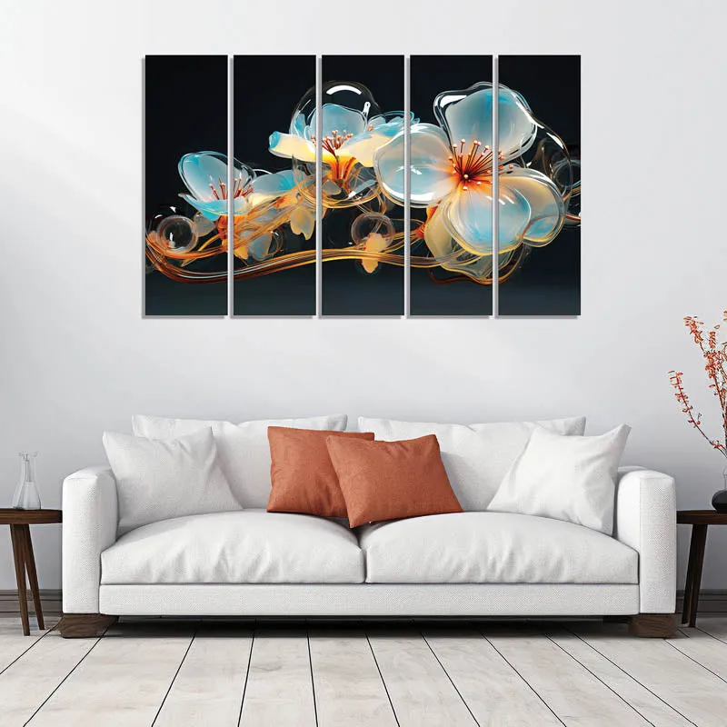 Daisy Derla Wall Painting - Set Of Five media 3
