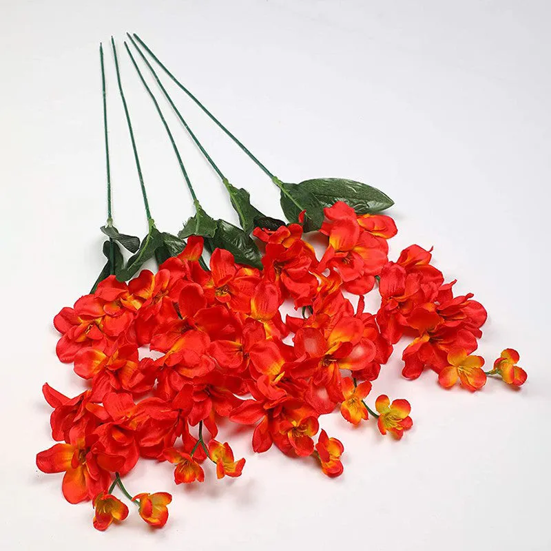 Decorative Artificial Fabric Orchid Flower - Set Of Five media 3