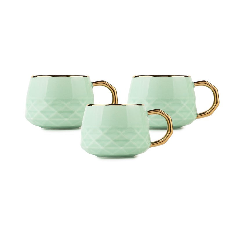 Luxesip Porcelain Tea Cup (200 mL Each,Green) - Set Of Six media 6
