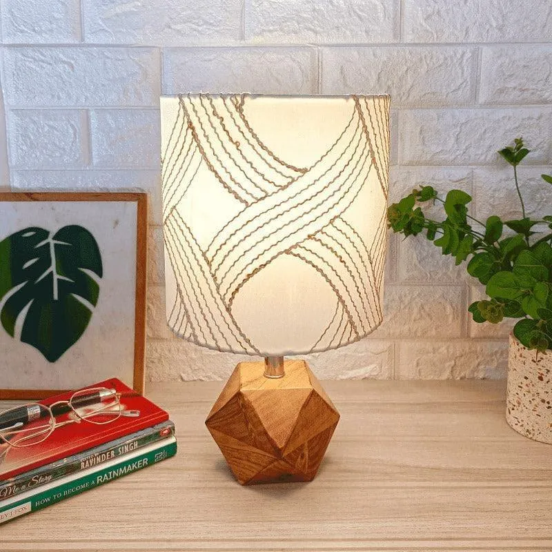Whimsy Waves Hexa Fabric Table Lamp - Beige,Brown media 1