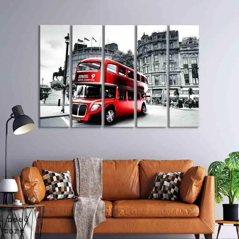 Double Decker Panelled Canvas Wall Art - Five Piece Set media 1