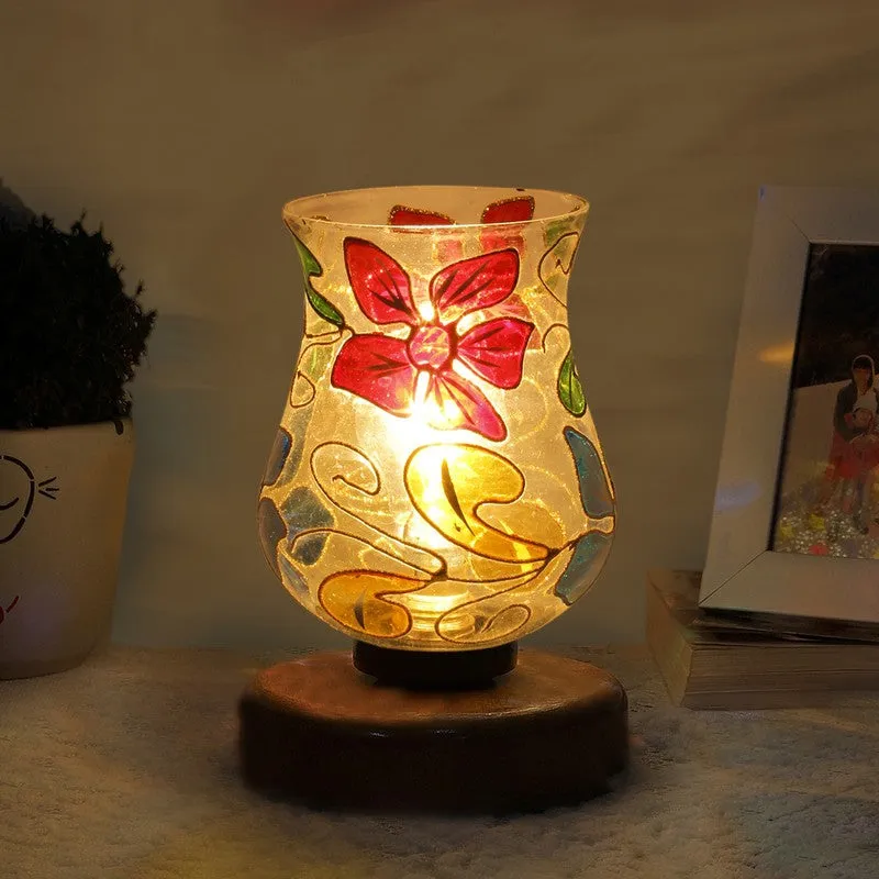 Pristella Mosaic Glass Table Lamp With Wooden Base - Multicolor media 1