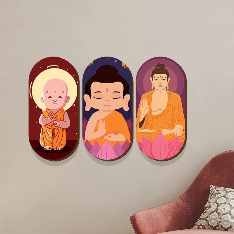 Little Zen Buddha Wood MDF Wall Hanging - Set Of Three media 6