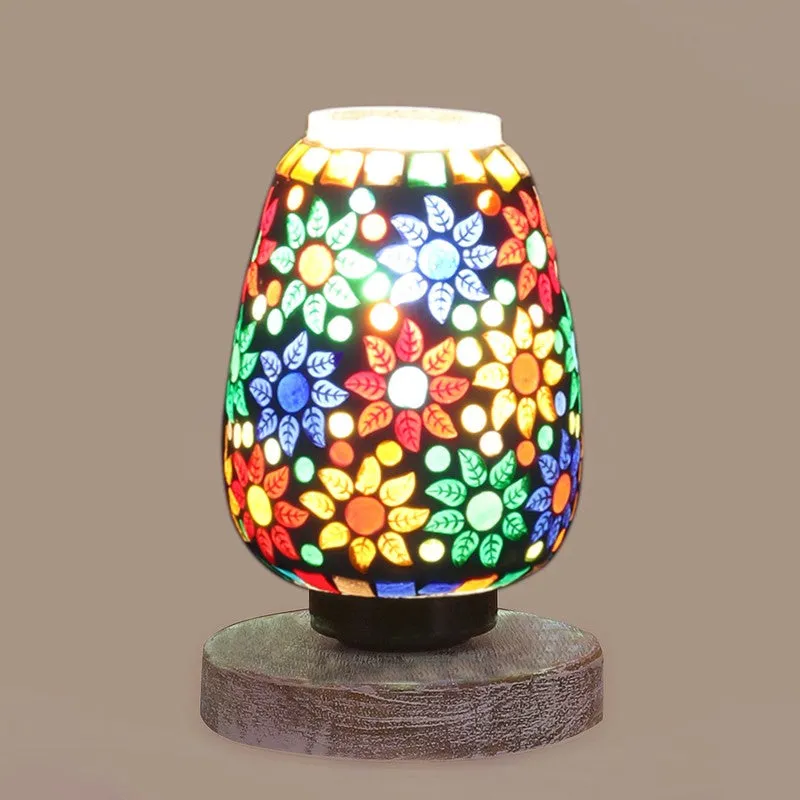 Luminexia Glass Table Lamp With Wooden Base - Multicolor media 7