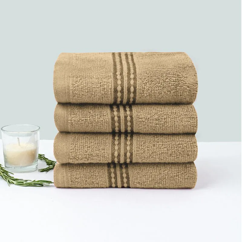 Micro Cotton LuxeDry Solid Face Towel (Brown) - Set Of Four media 1