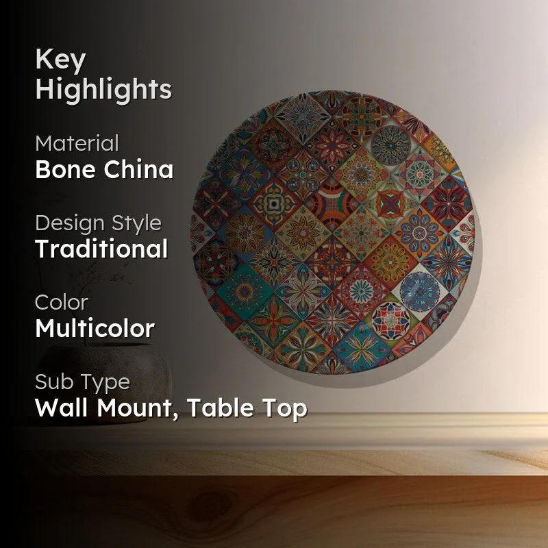 Ethnic Mandala Tiles Wall Plate - Red media 2
