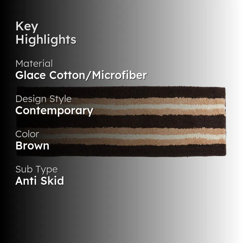 Striata Micro Fiber Runner Rug - Brown & Beige media 2
