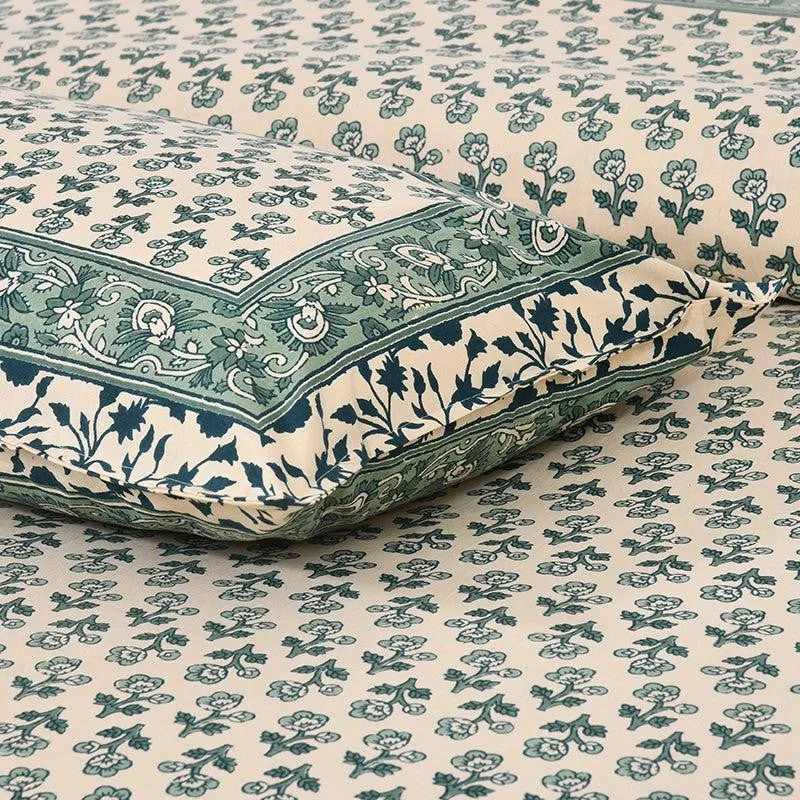 Ginnia Printed Cotton Bedsheet (Green) - 160 TC media 3