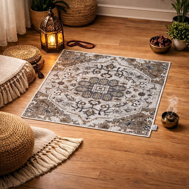 Barakah Ethnic Prayer Mat (Grey) - 550 GSM