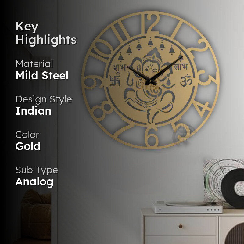 Brassy Silent Wall Clock - Gold media 2