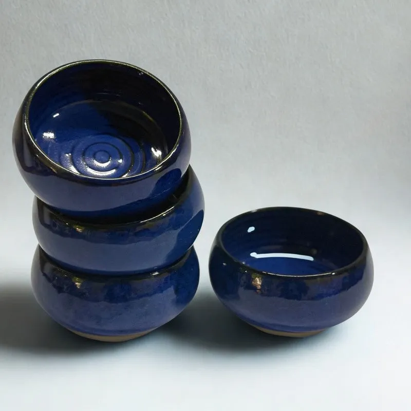 Nocturne Handcrafted Ceramic Dip Bowls (Blue,150 mL) - Set Of Four media 3