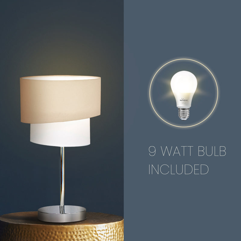 Stellar Lady Metal LED Fabric Table Lamp - Ivory,Beige media 3