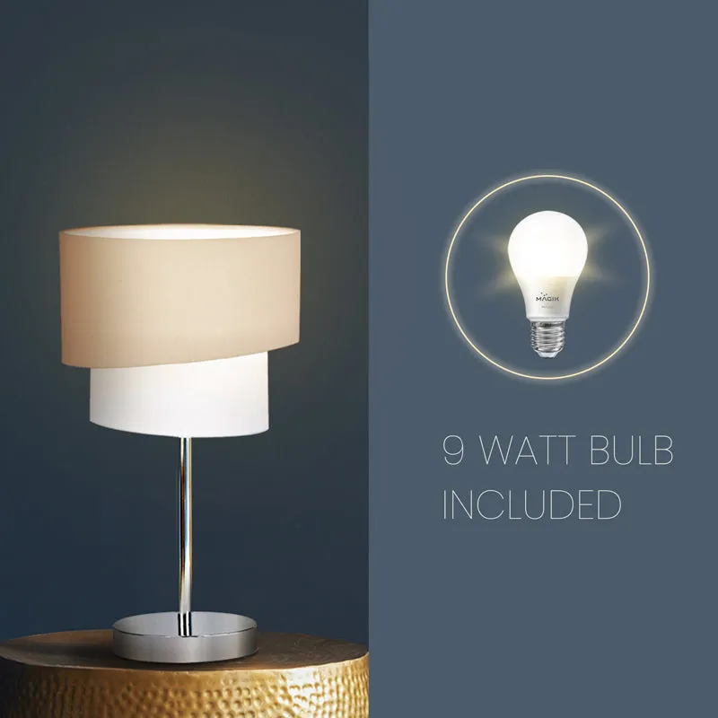 Stellar Lady Metal LED Fabric Table Lamp - Ivory,Beige media 3