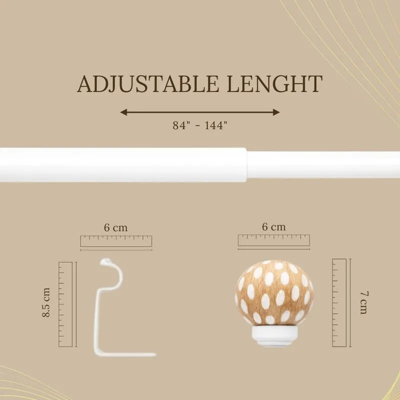 Birch Beam Extendable 1" Single Curtain Rod With Round Finial & Brackets media 4