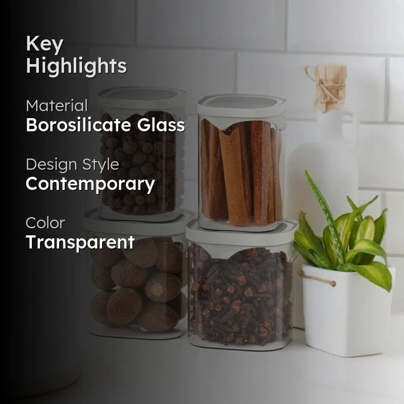 Rioware Snap Seal Borosilicate Glass Jar (1000,450 mL Each) - Set Of Four media 2