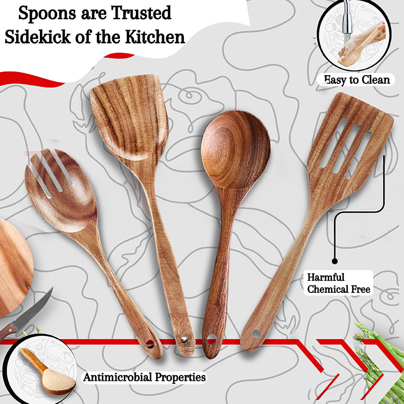Naturva Sheesham Wood Serving Spoon - Four Piece Set media 4