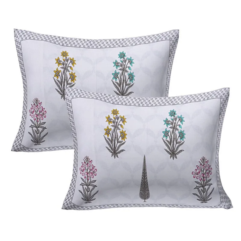 WhiteBloom Handblock Printed Cotton Bedsheet (Pink) - 400 TC media 5
