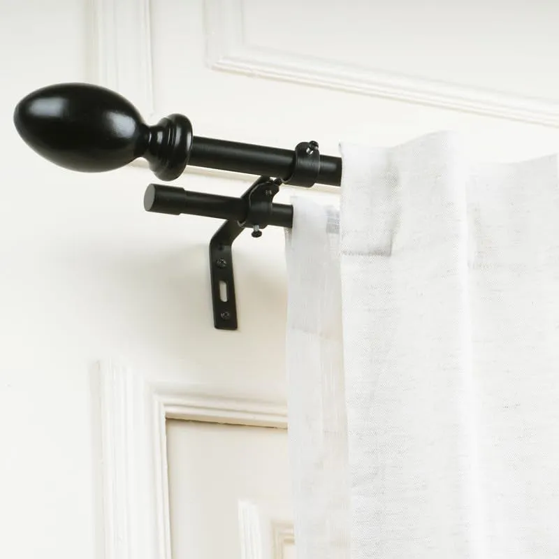 Tessera Duo Extendable 1" Double Curtain Rods With Oval Finial & Brackets media 1