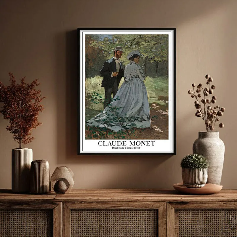 Bazille and Camille, 1865 - Claude Monet Archival Canvas Wall Art - Black Frame media 3