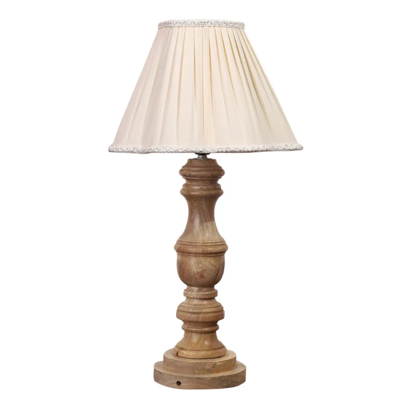 Pleatra I Carve Wooden Table Lamp - Ivory,Brown media 6